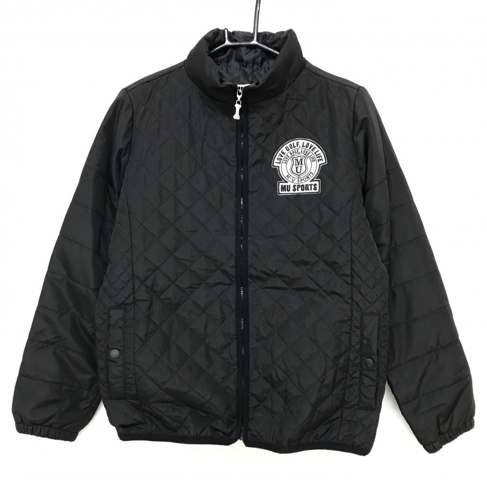 MUスポーツ 中綿ジャケット 黒×白 キルティング ワッペン  レディース 42(L) ゴルフウェア M・U SPORTS