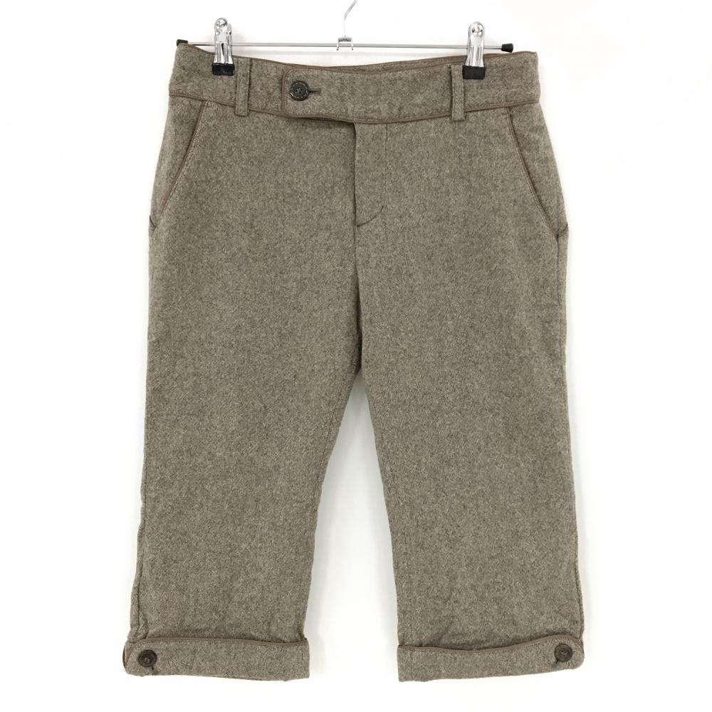 【美品】ミズノ 半端丈パンツ 杢ブラウン ウール混 裏地付  レディース 68 ゴルフウェア MIZUNO
