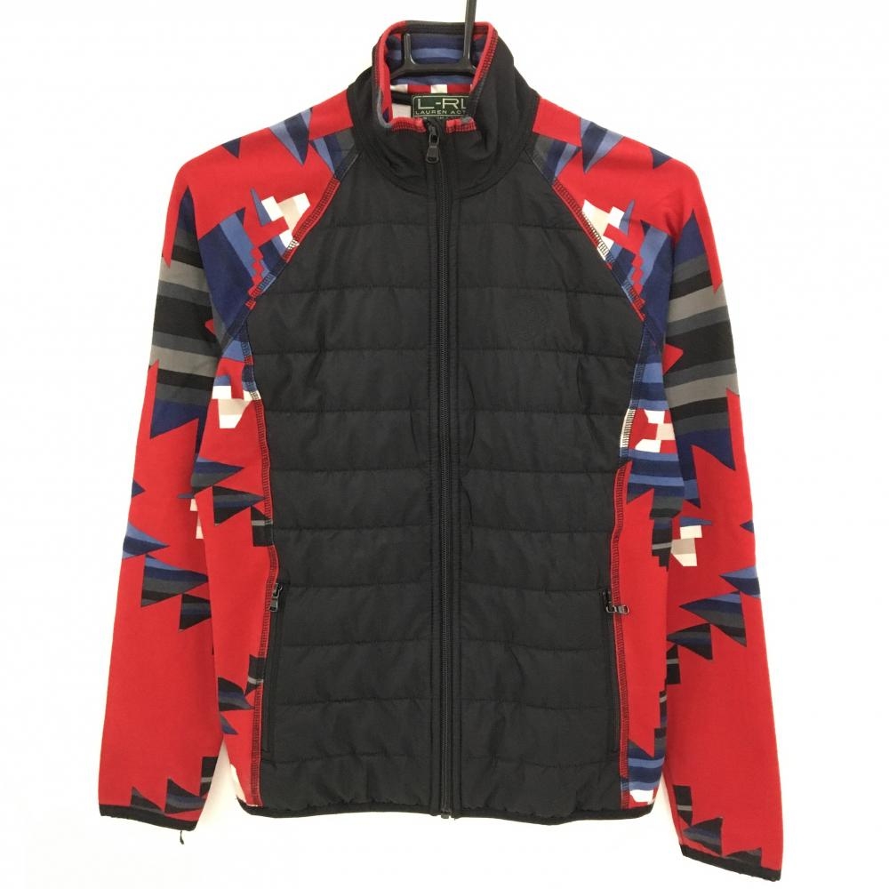 ラルフローレン 切替中綿ジャケット 黒×レッド 前身頃中綿 レディース S ゴルフウェア Ralph Lauren