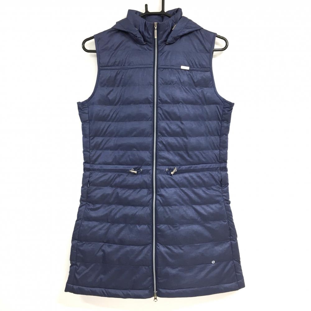 【美品】ランバンスポール 中綿ワンピース パープルネイビー ノースリーブ フード取外し可 レディース 40(L) ゴルフウェア LANVIN SPORT