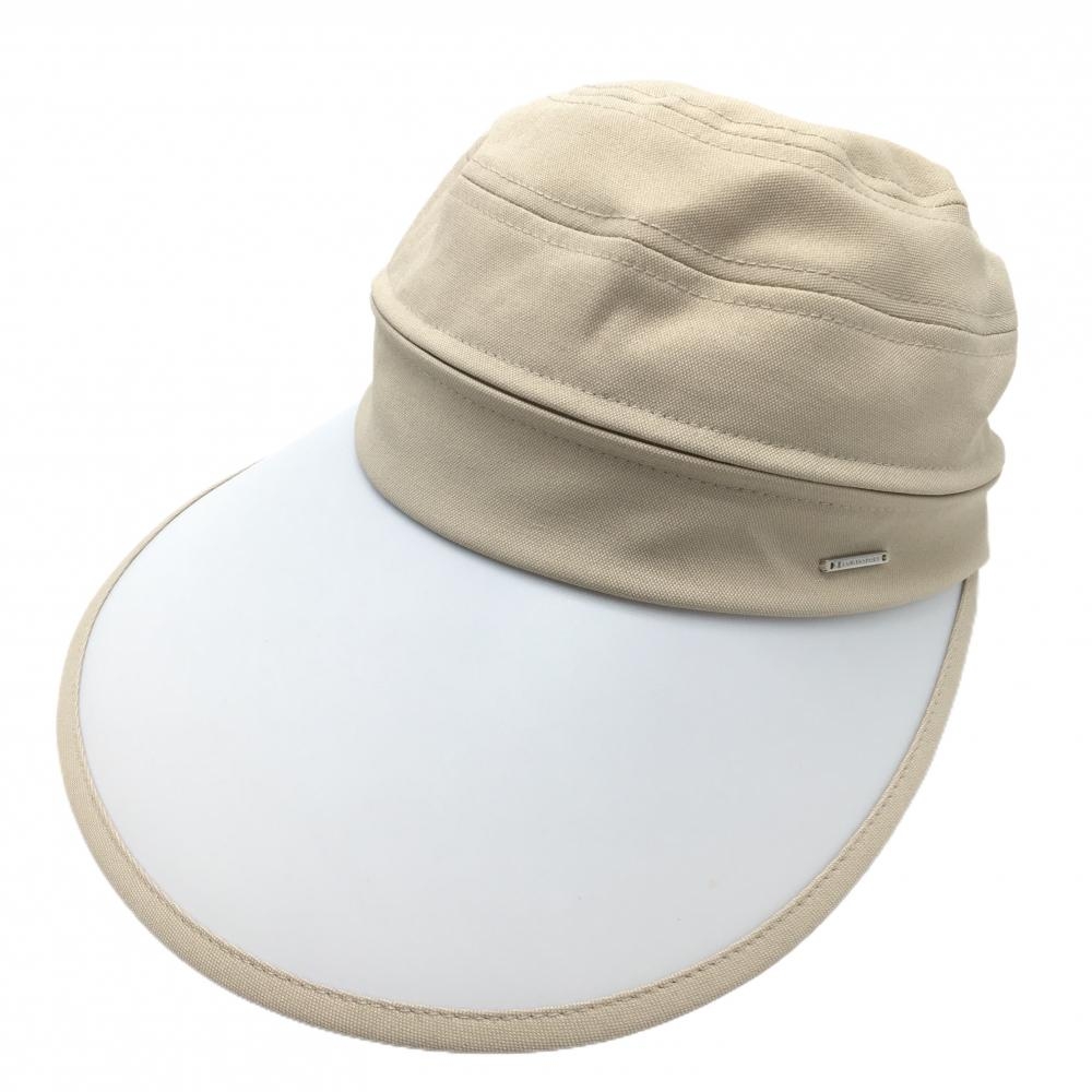 【新品】ランバンスポール 2WAYつば広ハット ベージュ×白 クラウン取外し可 レディース F(56-58cm) ゴルフウェア LANVIN SPORT