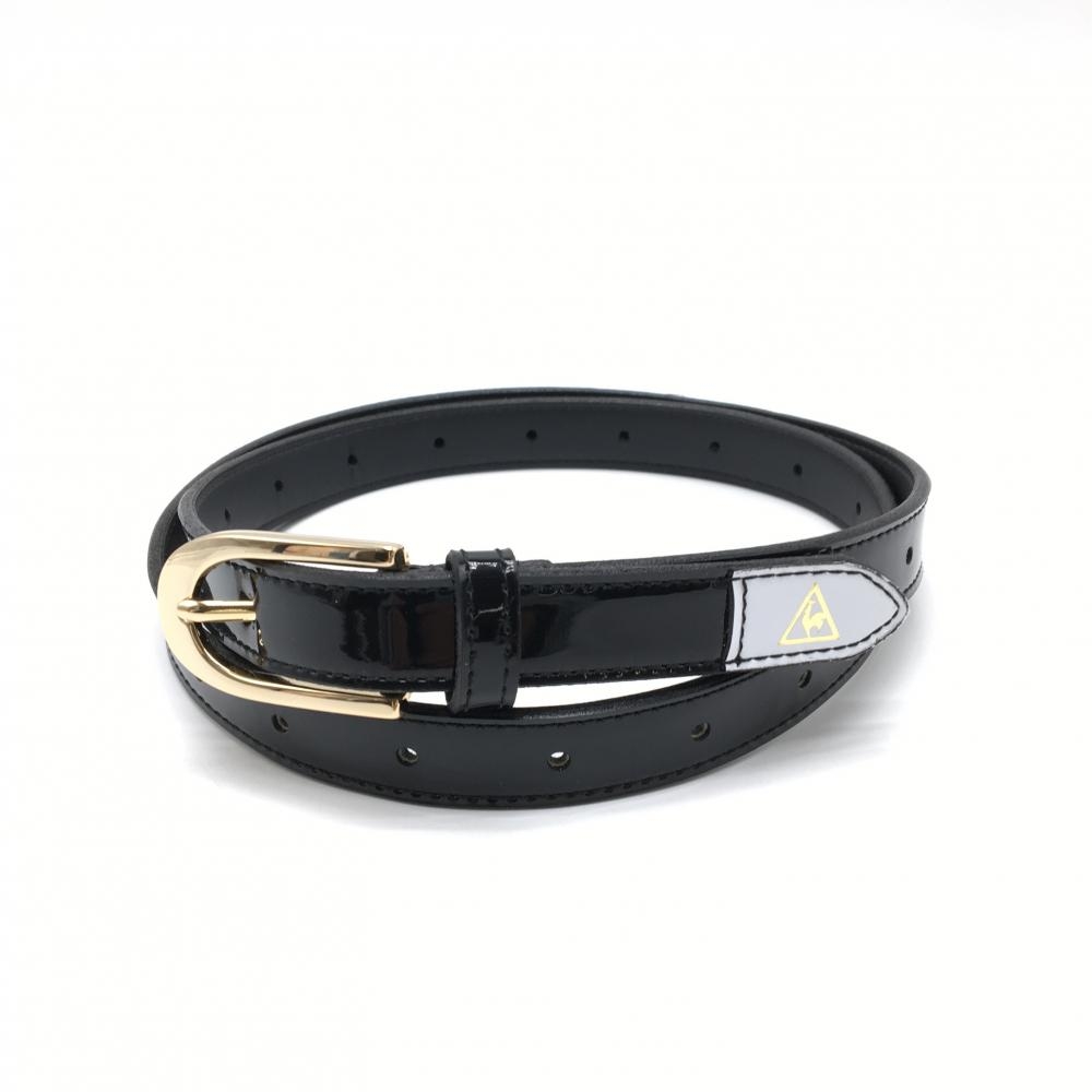 【超美品】ルコック 細ベルト 黒×ゴールド エナメル レディース  ゴルフウェア le coq sportif