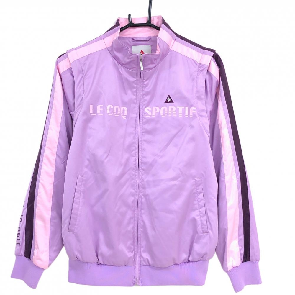 【美品】ルコック 2WAY中綿ジャケット ライトパープル×ライトピンク 袖着脱可 レディース M ゴルフウェア le coq sportif