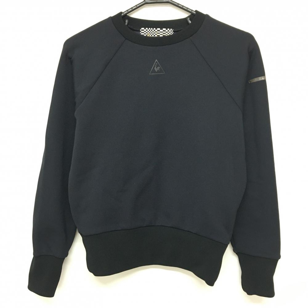 美品】ルコックゴルフ トレーナー 黒 袖ロゴ 無地 レディース L ゴルフ