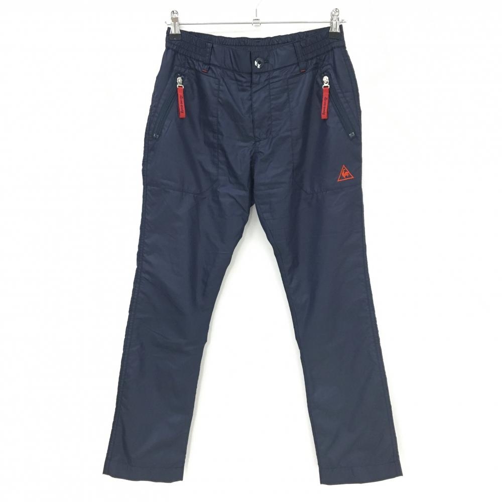ルコック パンツ ネイビー 光沢感 裏起毛 ジップポケット レディース 9 ゴルフウェア le coq sportif