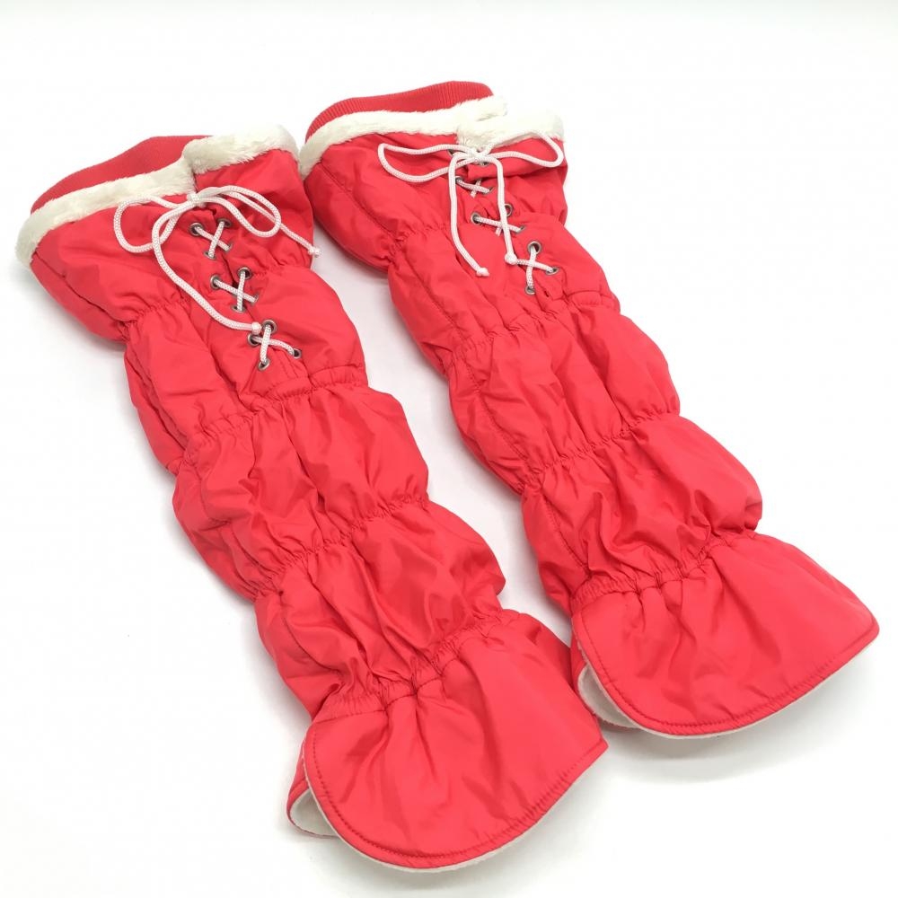 ルコック 中綿レッグウォーマー レッドピンク×白 裏フリース レディース FREE ゴルフウェア le coq sportif