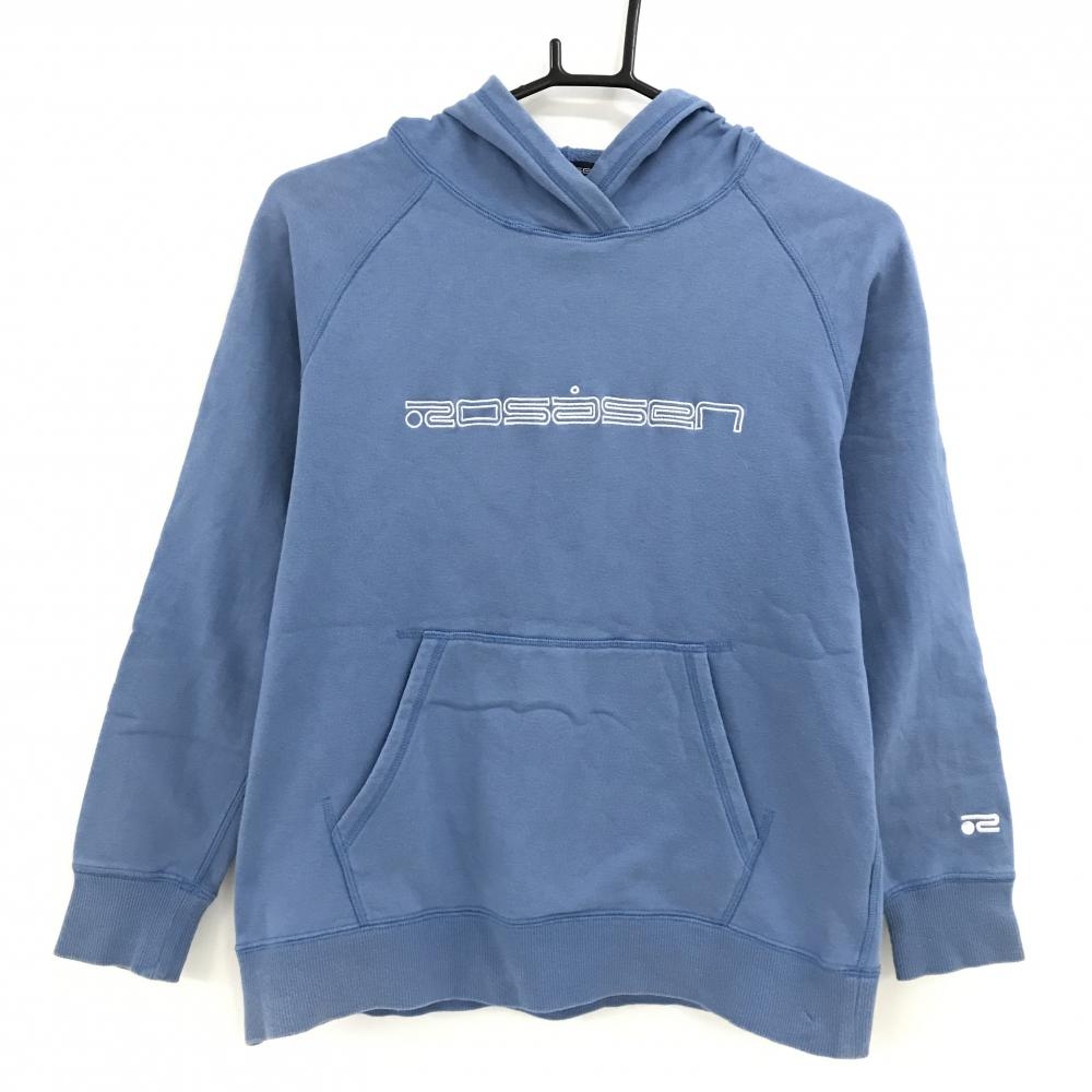 ロサーセン パーカー スモーキーブルー 裏毛スウェット ロゴ  レディース M ゴルフウェア Rosasen