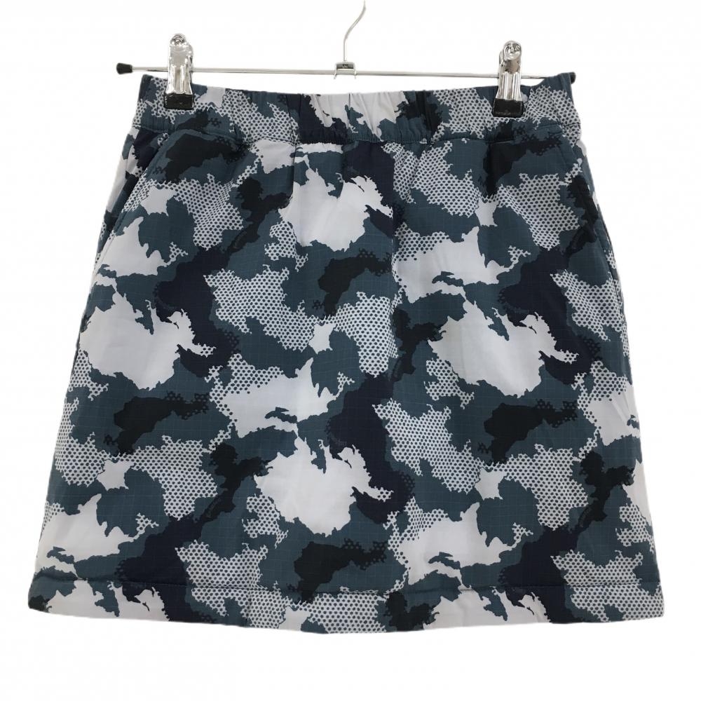 【超美品】ロサーセン 中綿リバーシブルスカート ライトグレー×ネイビー 迷彩風 カモフラ  レディース S ゴルフウェア Rosasen