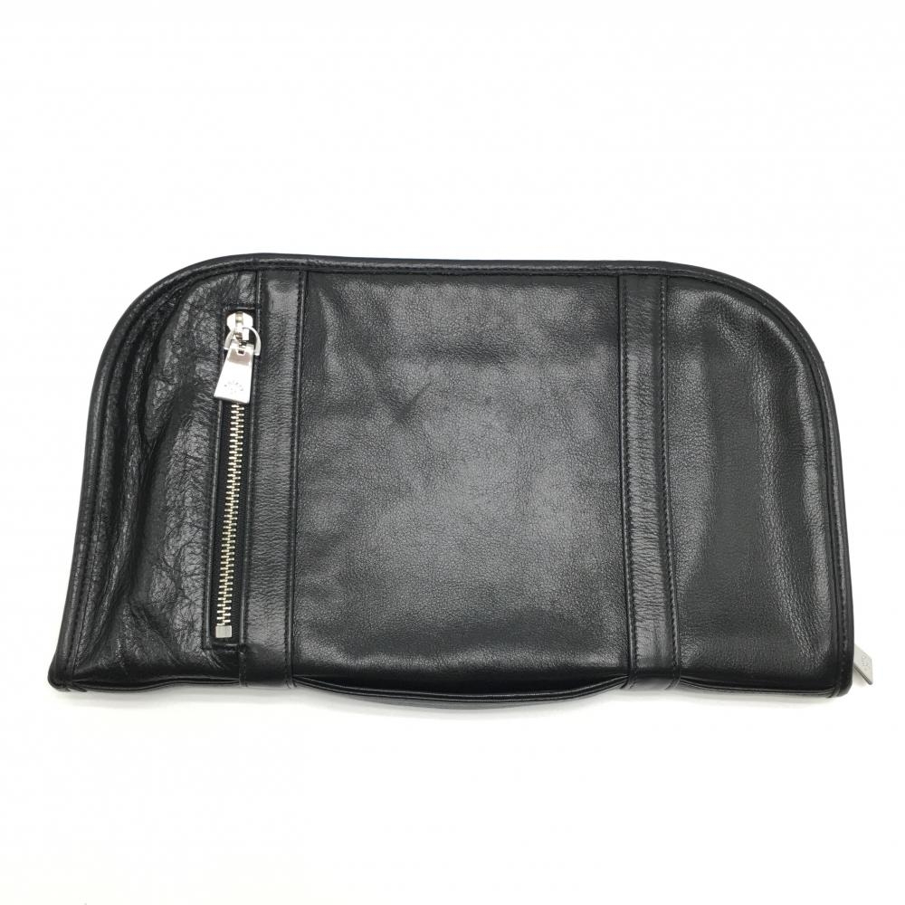 【美品】アニアリ クラッチバッグ 黒 内側複数ポケット レザーゴルフ aniary