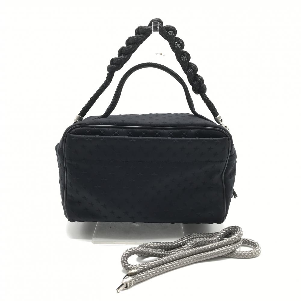 【美品】レーク カートバッグ 黒 星総柄地模様 ショルダーストラップ付ゴルフ L4K3