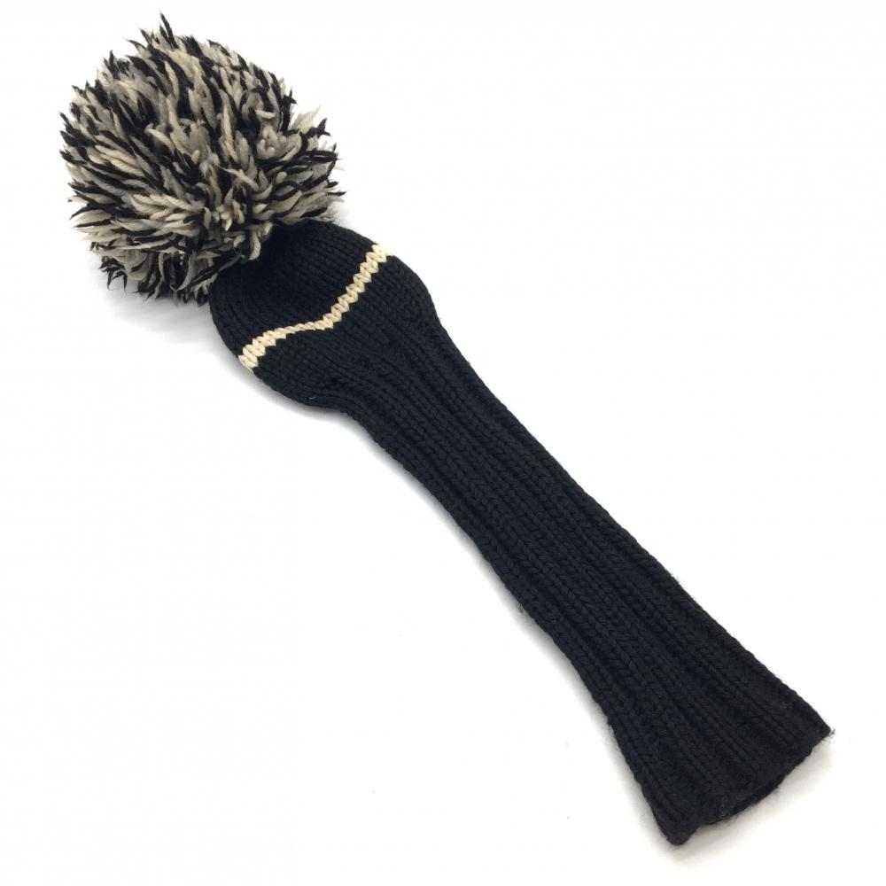 ジャンクレイグ ヘッドカバー(DR) 黒×白 ニット ポンポン付 毛羽立ち少、ヘッド部分に1cm程度の穴ゴルフ JAN CRAIG