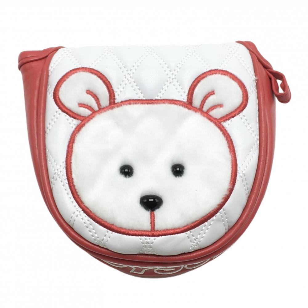 【美品】オデッセイ パターカバー 白×レッド ベア マレット型ゴルフ ODYSSEY