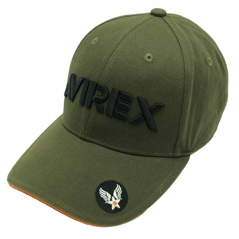 【美品】アヴィレックス キャップ カーキ×黒 立体ロゴ F  ゴルフウェア AVIREX