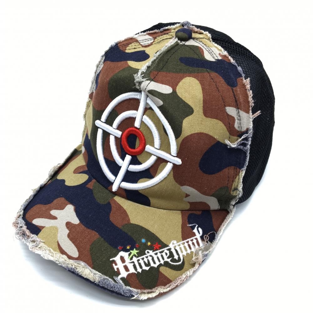 バーディーハント メッシュキャップ 黒×ブラウン×ベージュ カモフラ 迷彩 ロゴ刺しゅう  表記なし  ゴルフウェア Birdie hunt