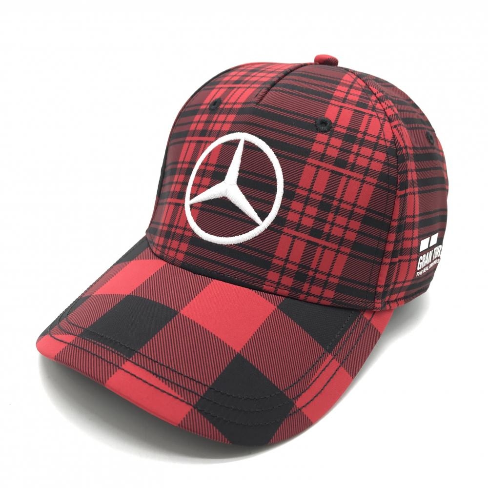 【新品】メルセデスベンツ キャップ レッド×黒 チェック AMG グランツーリスモ ルイスハミルトン  ゴルフウェア Mercedes-Benz