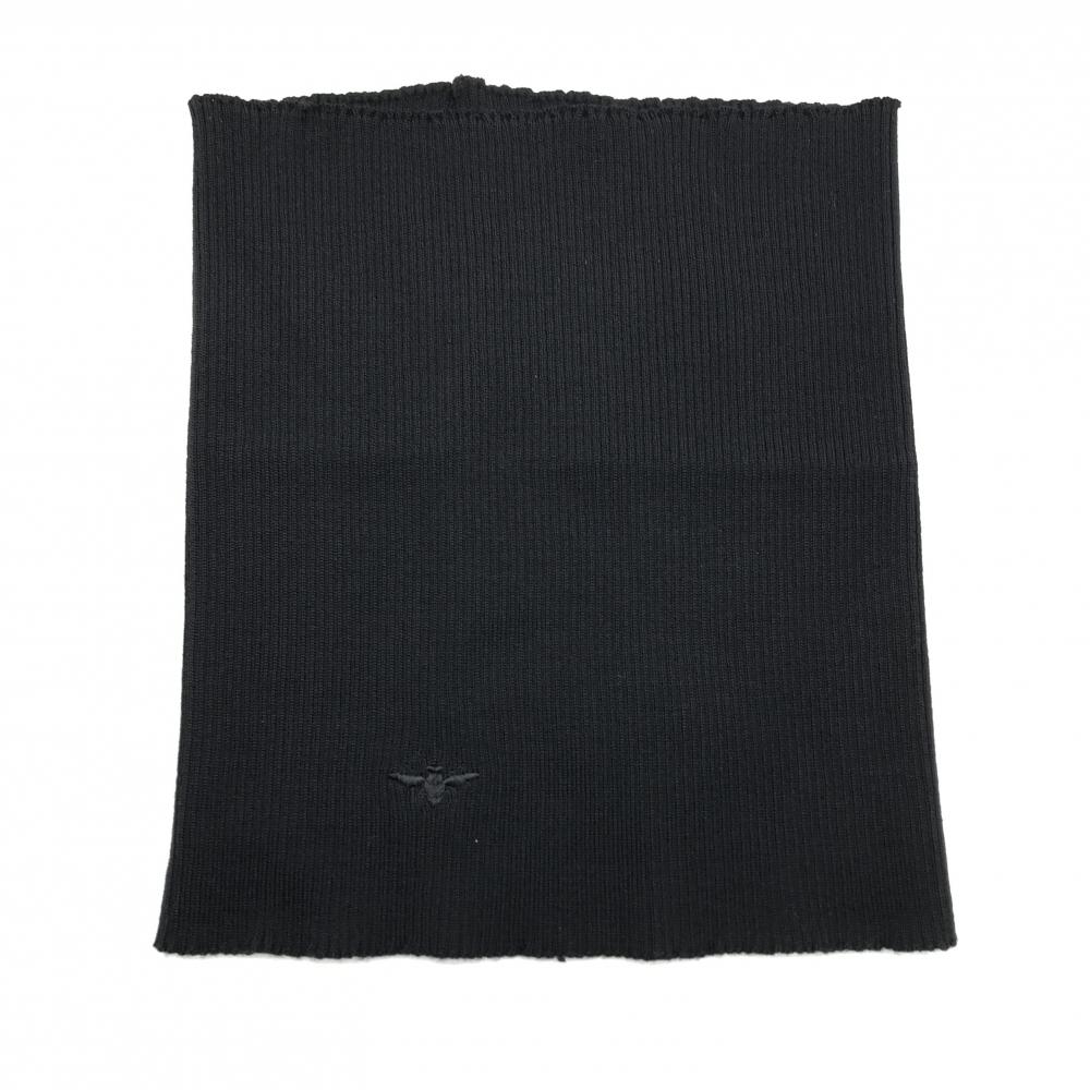 【美品】ディオール ニットネックウォーマー 黒 ウール100％ 蜂刺しゅう  ゴルフウェア DIOR HOMME 