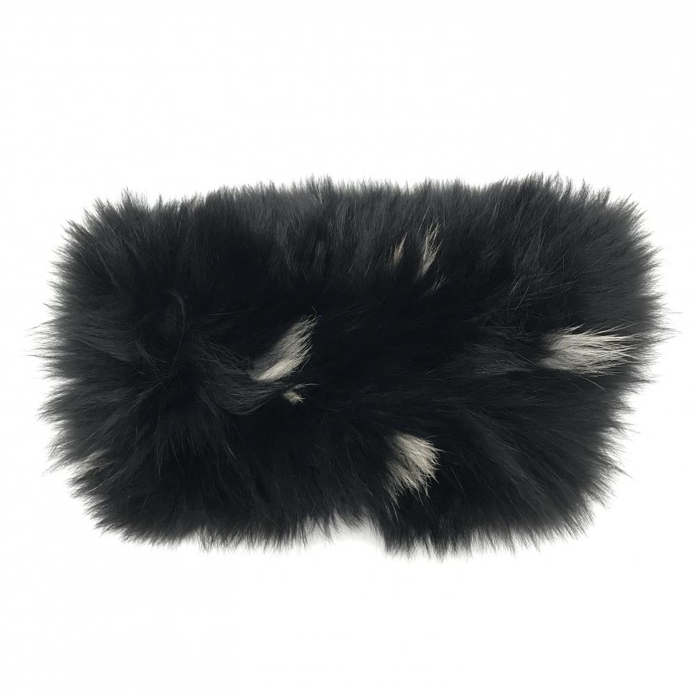 【美品】ムニタルプ ネックウォーマー 黒×白 ファー  ゴルフウェア MUNITALP