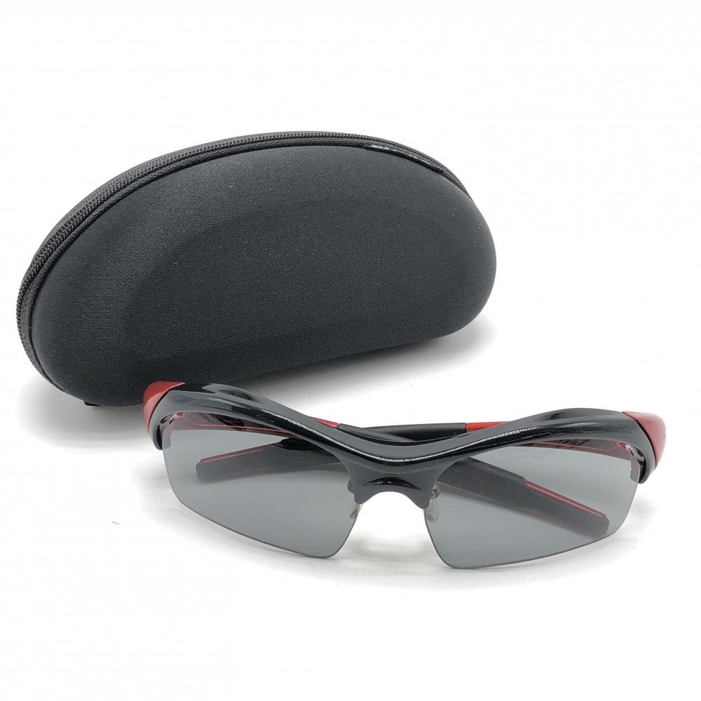 【美品】スワンズ スポーツサングラス 黒×レッド ケース付 擦れ少ゴルフ SWANS