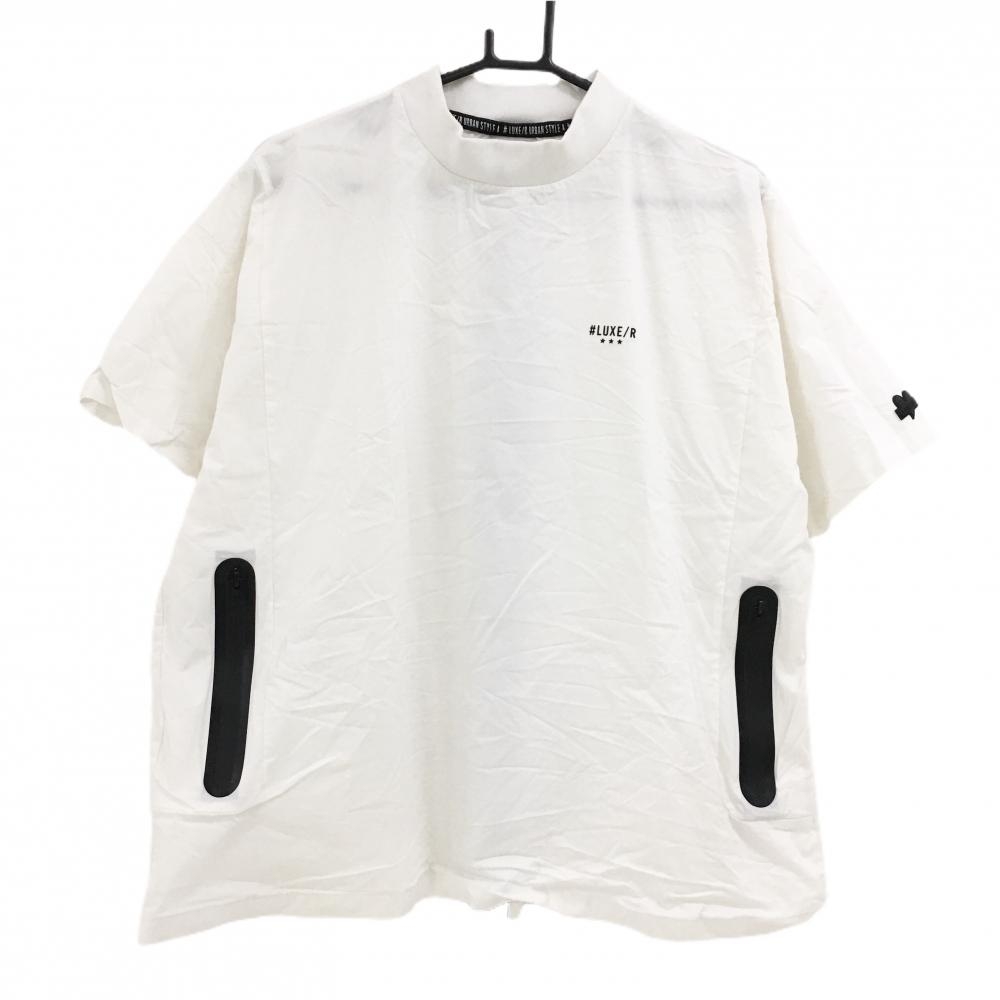 ラグジュ 半袖ブルゾン 白 背面ロゴライン ナイロン混 メンズ L ゴルフウェア LUXE/R