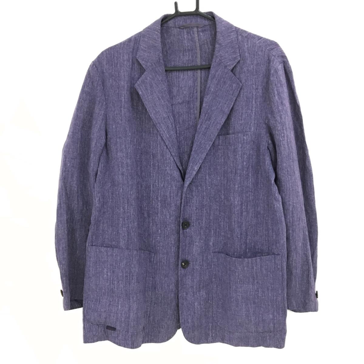 美品】パパス テーラードジャケット 杢パープル 麻100% メンズ 48