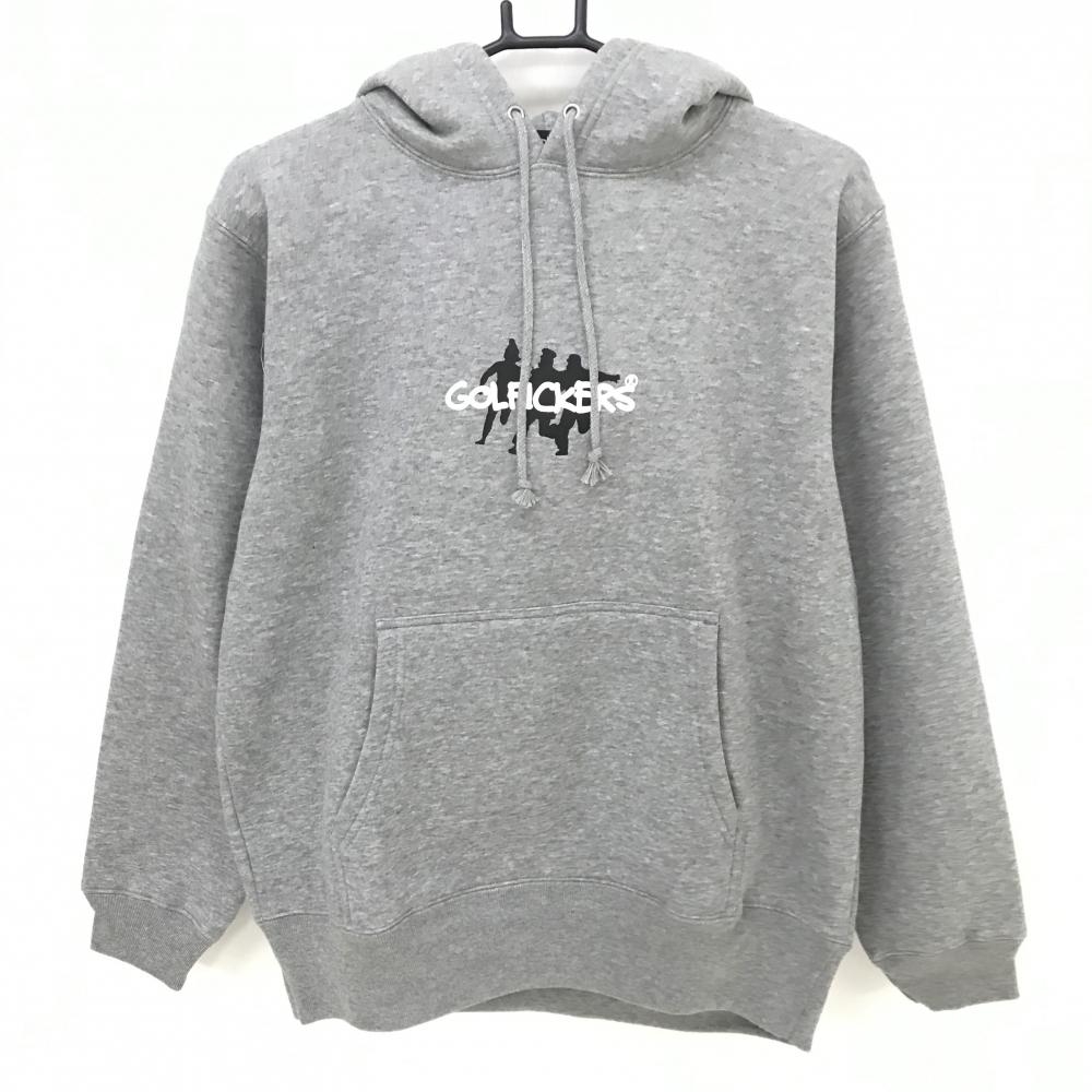 【新品】ゴルフィッカーズ パーカー 杢グレー 裏起毛 後ビッグプリントトレーナー メンズ M ゴルフウェア Golfickers
