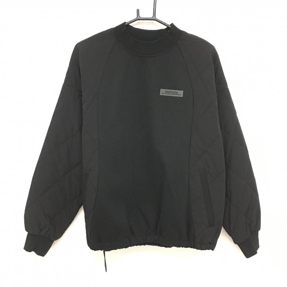 【美品】ラフロッグ 中綿ハイネックトレーナー 黒 袖・サイド中綿 スウェット×中綿 メンズ M ゴルフウェア RUFFLOG