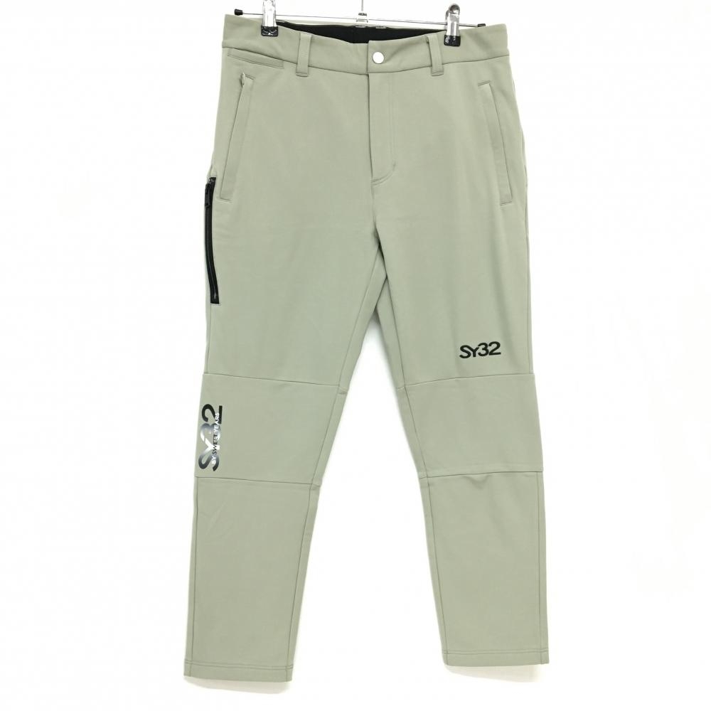 【美品】エスワイサーティトゥ パンツ ライトカーキ 裏起毛 ストレッチ メンズ M ゴルフウェア SY32 BY SWEET YEARS 