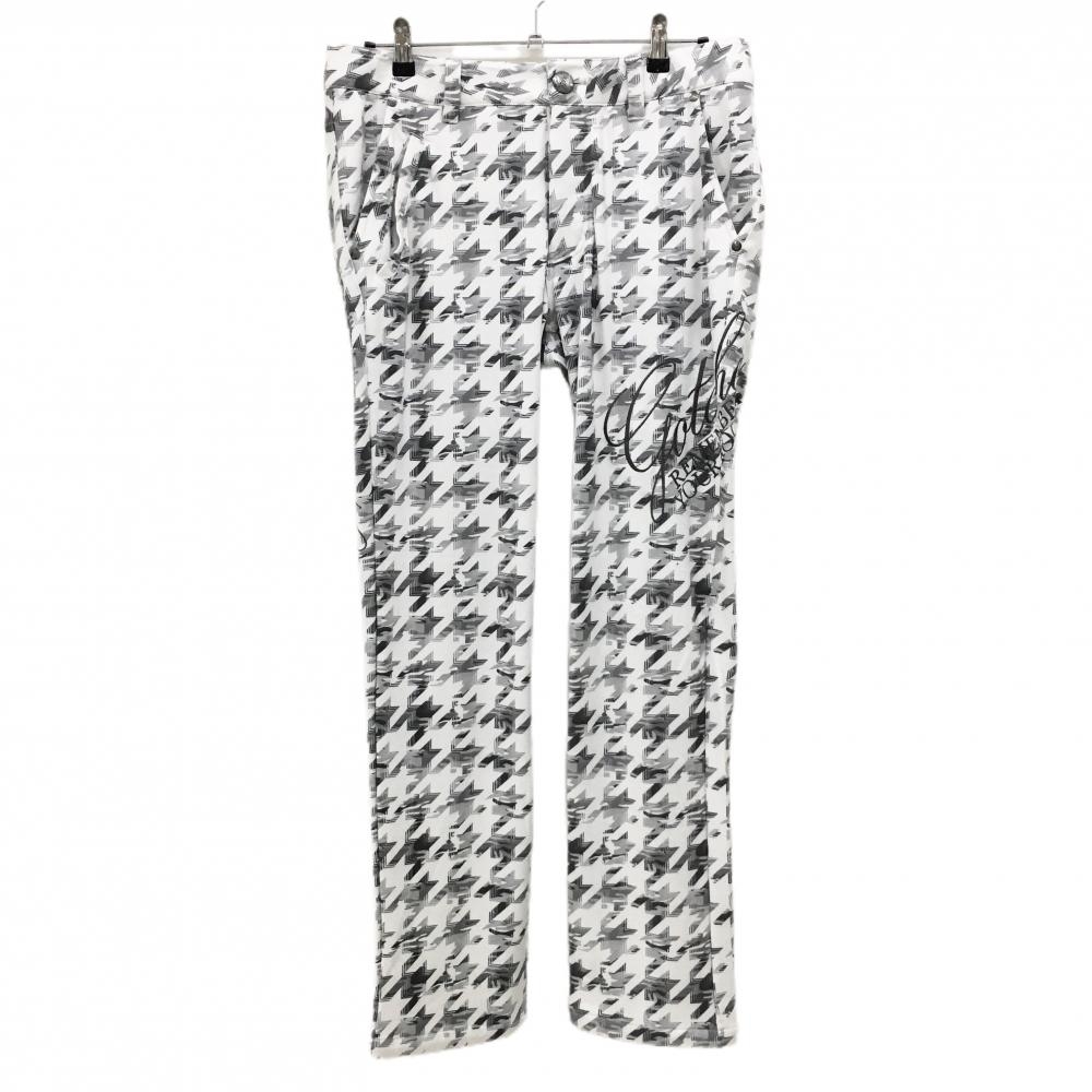 ガッチャゴルフ パンツ 白×グレー 千鳥格子 裏起毛  メンズ L ゴルフウェア GOTCHA GOLF