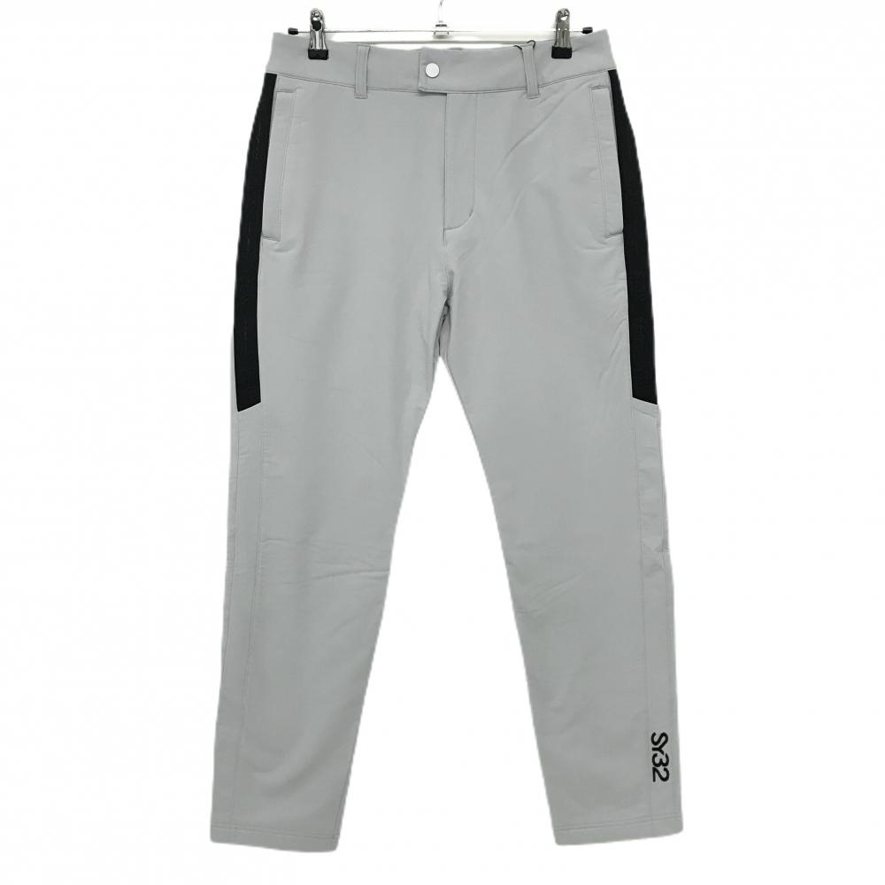 【新品】SY32 パンツ グレー×黒 サイドロゴライン 裏起毛 ストームフリース メンズ M ゴルフウェア 2023年モデル SY32 BY SWEET YEARS