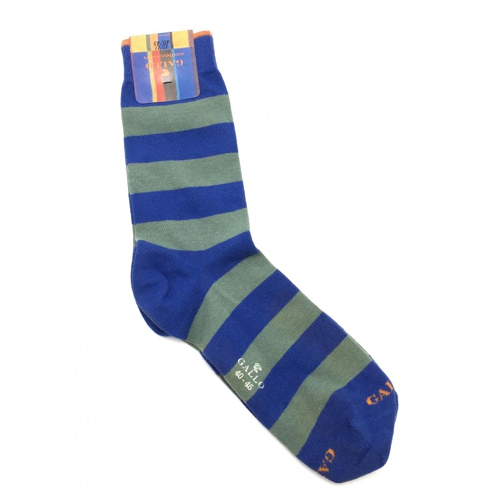 【新品】ガッロ ソックス ブルー×グリーン ボーダー イタリア製  メンズ XS ゴルフウェア GALLO