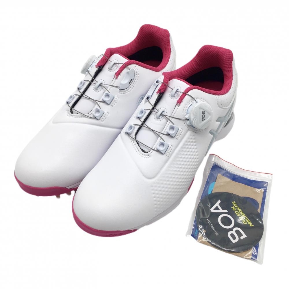 【未使用品】アシックス ゴルフシューズ 白×ピンク TGN924 BOA  ゲルエース ツアー ダイヤル式 レディース 24.5 ゴルフウェア asics