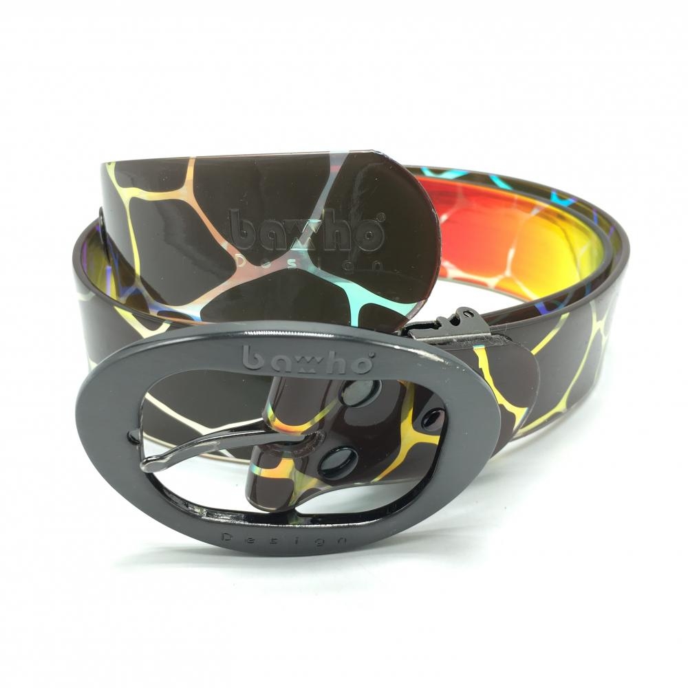 【超美品】バホデザイン ベルト ブラウン 総柄  レディース  ゴルフウェア baho Design