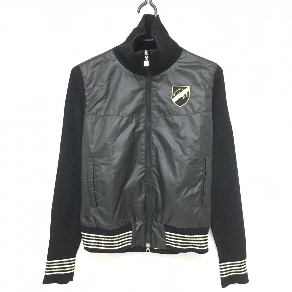 【美品】マンダリナダック 中綿切替ジャケット 黒 身頃中綿 ニット切替 レディース L ゴルフウェア MANDARINA DUCK