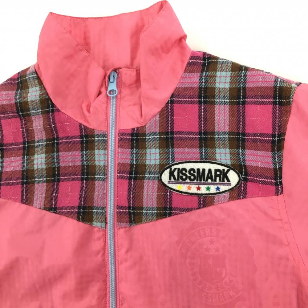キスマークゴルフ 2WAYジャケット ピンク×グレー 肩チェック 異