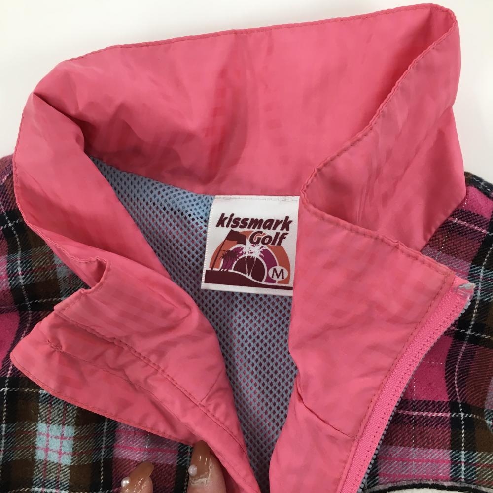 キスマークゴルフ 2WAYジャケット ピンク×グレー 肩チェック 異