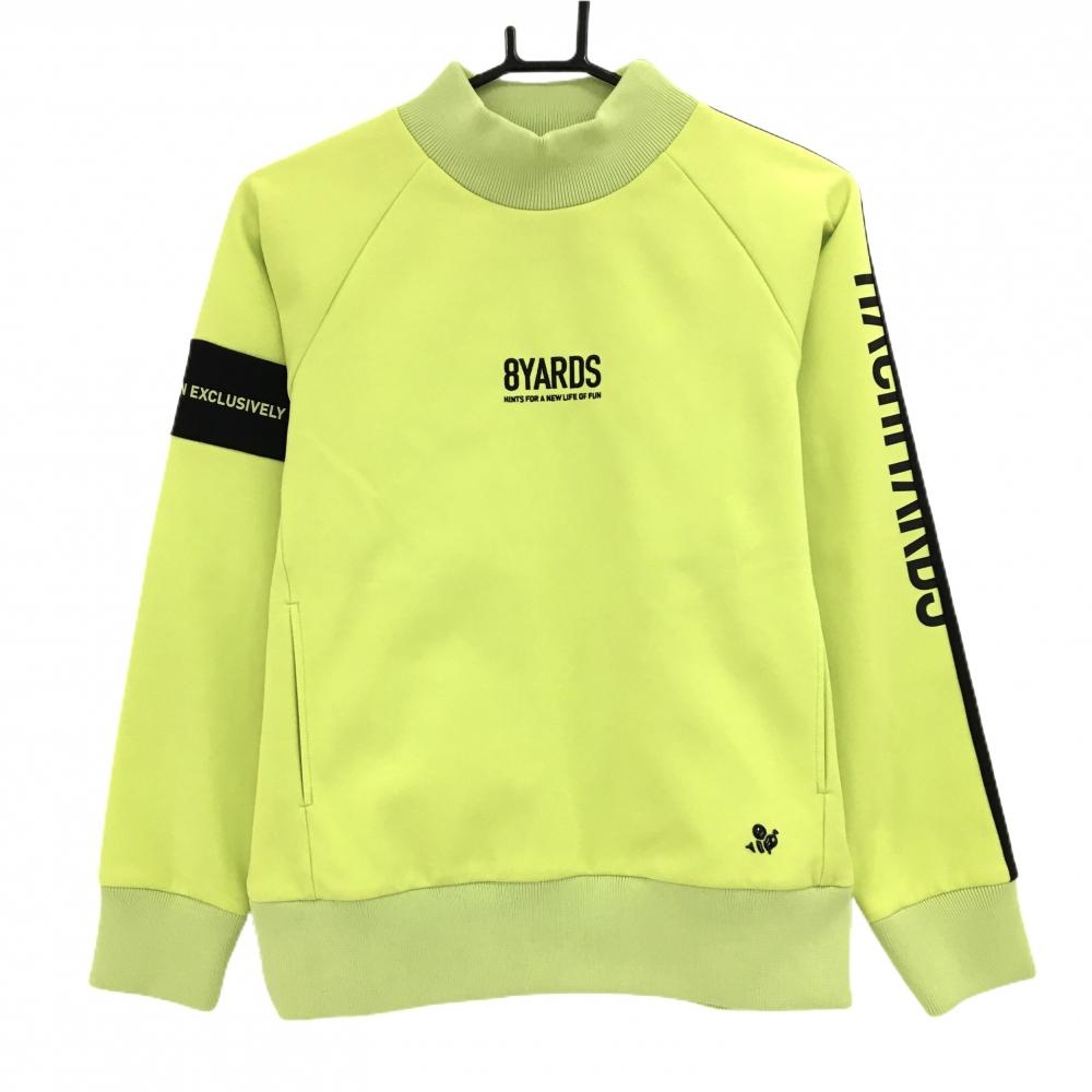 【超美品】ハチヤーズ ハイネックトレーナー イエロー×黒 袖ライン  レディース M ゴルフウェア 8YARDS