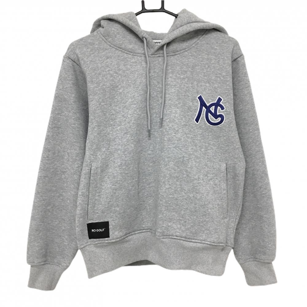 【超美品】ノーコーヒー×クラブハウス フード付トレーナー 杢グレー NO GOLF 裏起毛  レディース 共通サイズXS ゴルフウェア NO COFFEE