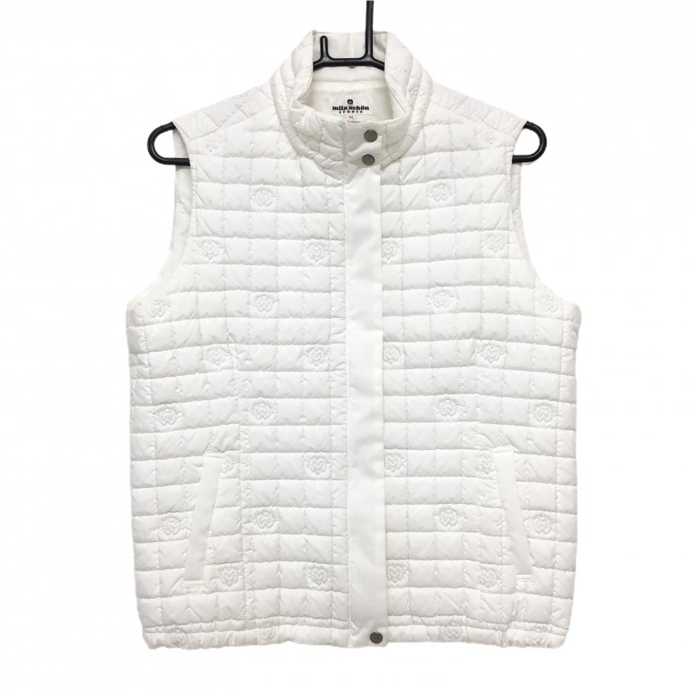 【美品】ミラショーンスポーツ 中綿ベスト 白 キルティング レディース M ゴルフウェア mila schon sports