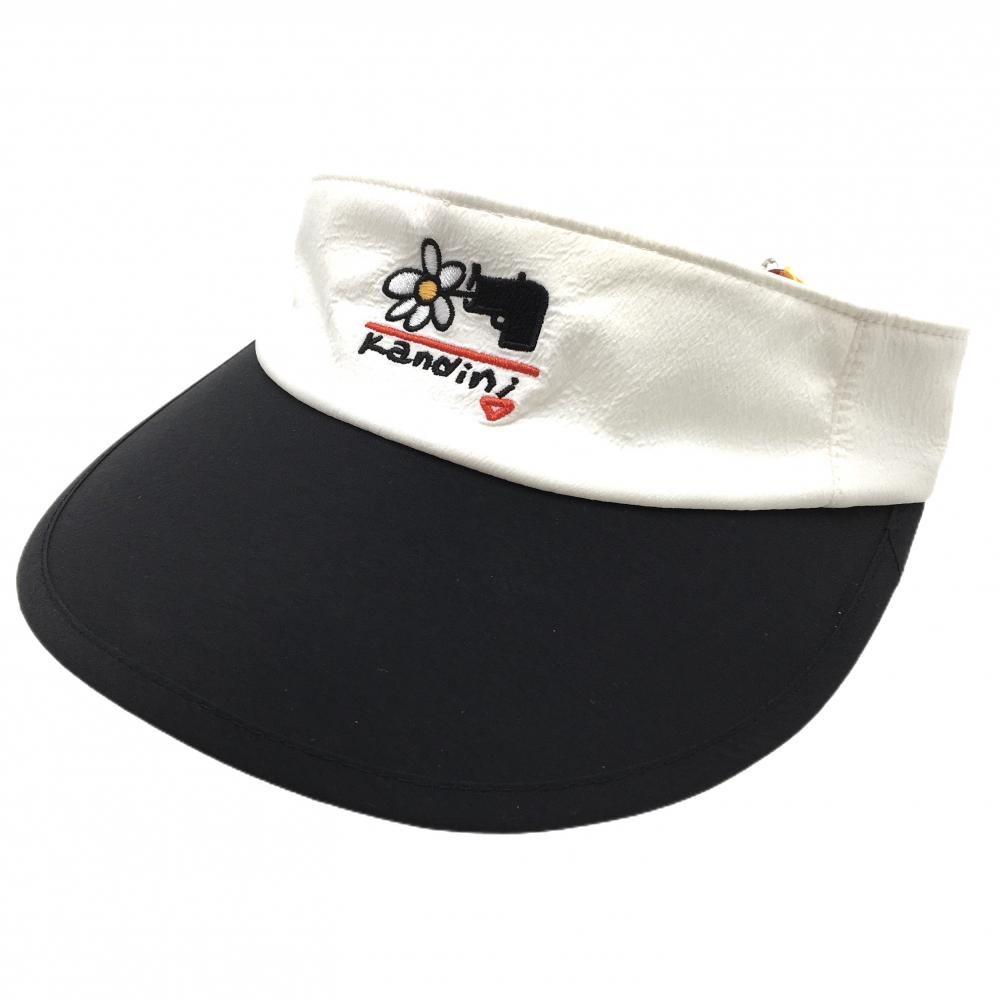 【超美品】カンディニ サンバイザー 白×黒 フロントロゴ  レディース  ゴルフウェア Kandini