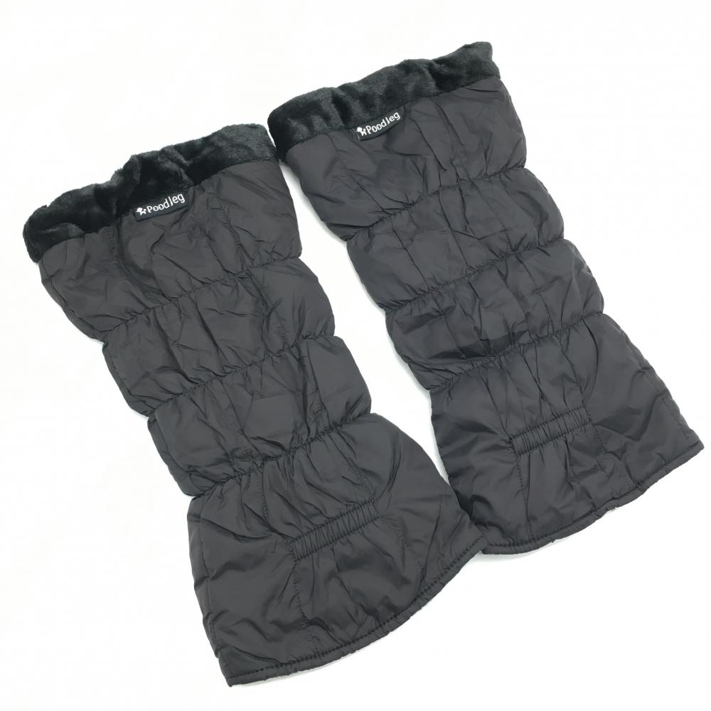 【超美品】プードレッグ レッグウォーマー 黒 裏起毛 収納袋 レディース  ゴルフウェア レッグウォーマー