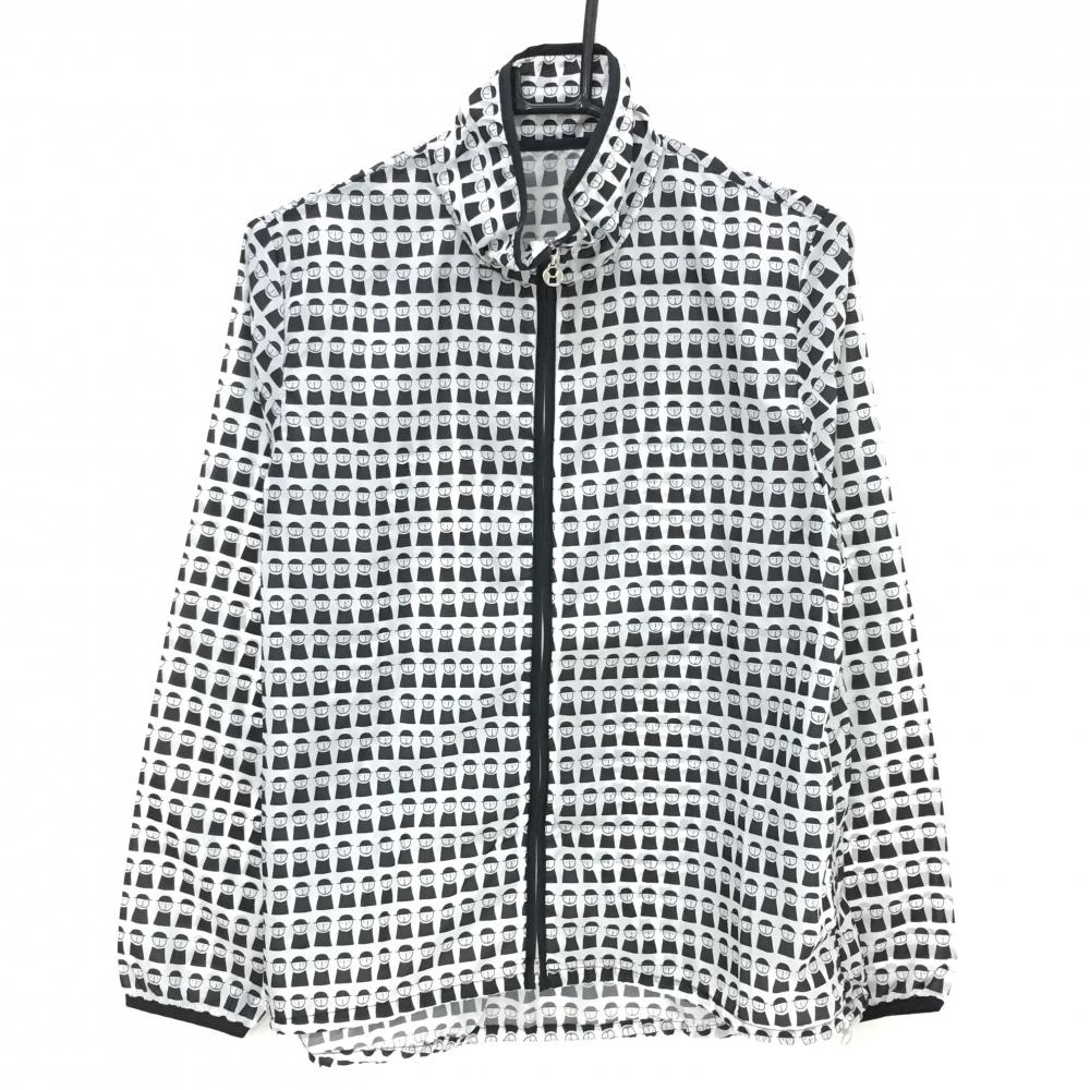 ピッコーネクラブ ジャケット 白×黒 ロゴ総柄 薄手  レディース II(L) ゴルフウェア PICONE