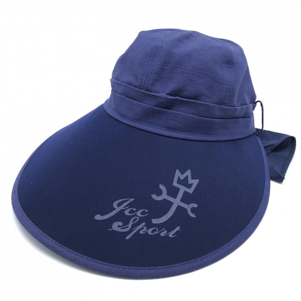 【超美品】カステルバジャック つば広キャップ ネイビー ネックガード付 レディース 42(L) ゴルフウェア CASTELBAJAC