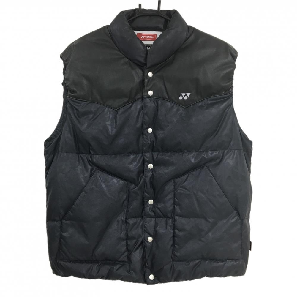【超美品】ヨネックス ダウンベスト ネイビー×黒 カモフラ 迷彩 蓄熱裏地 胸ロゴ メンズ LL ゴルフウェア YONEX