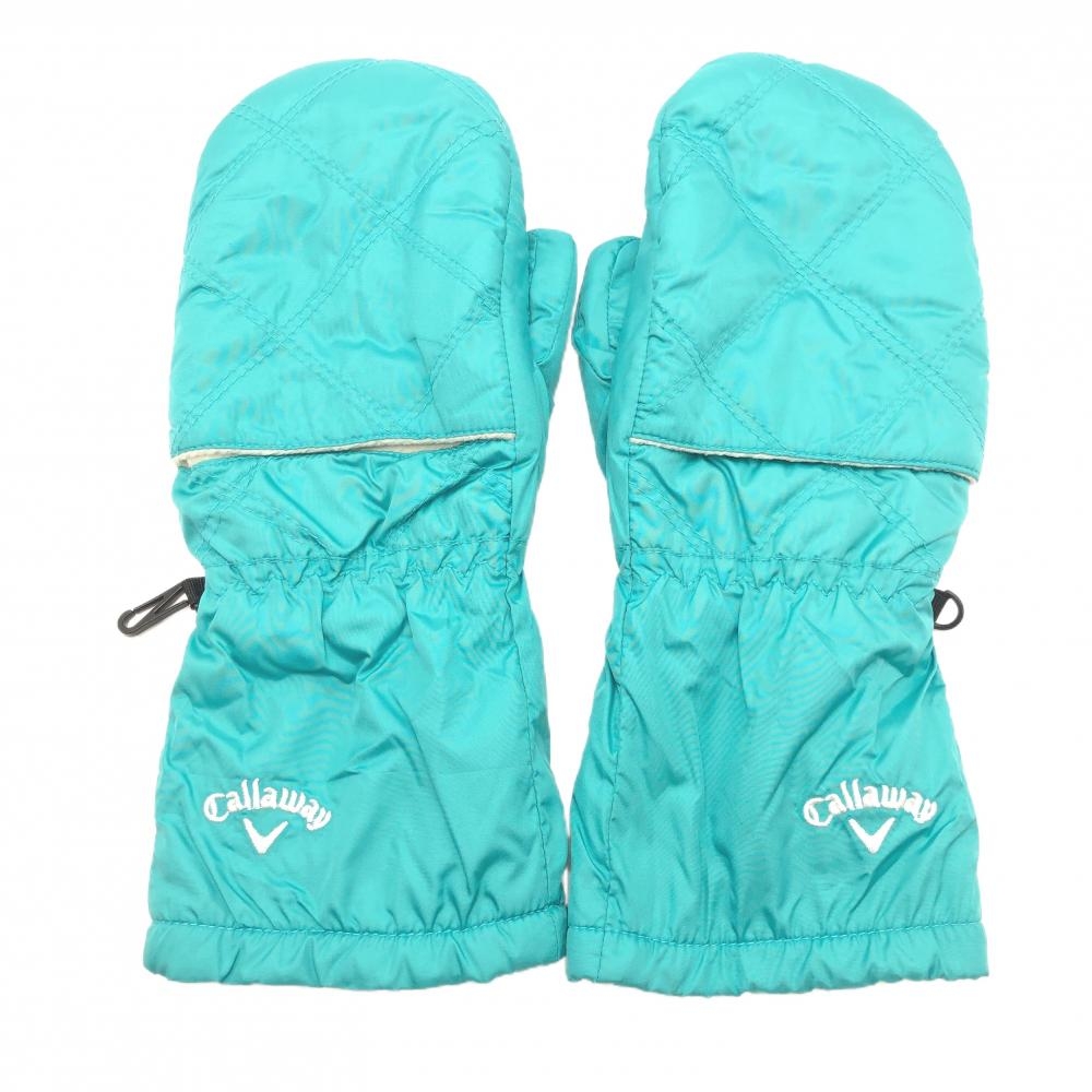 【美品】キャロウェイ 手袋 ブルーグリーン ミトングローブ レディース  ゴルフウェア Callaway