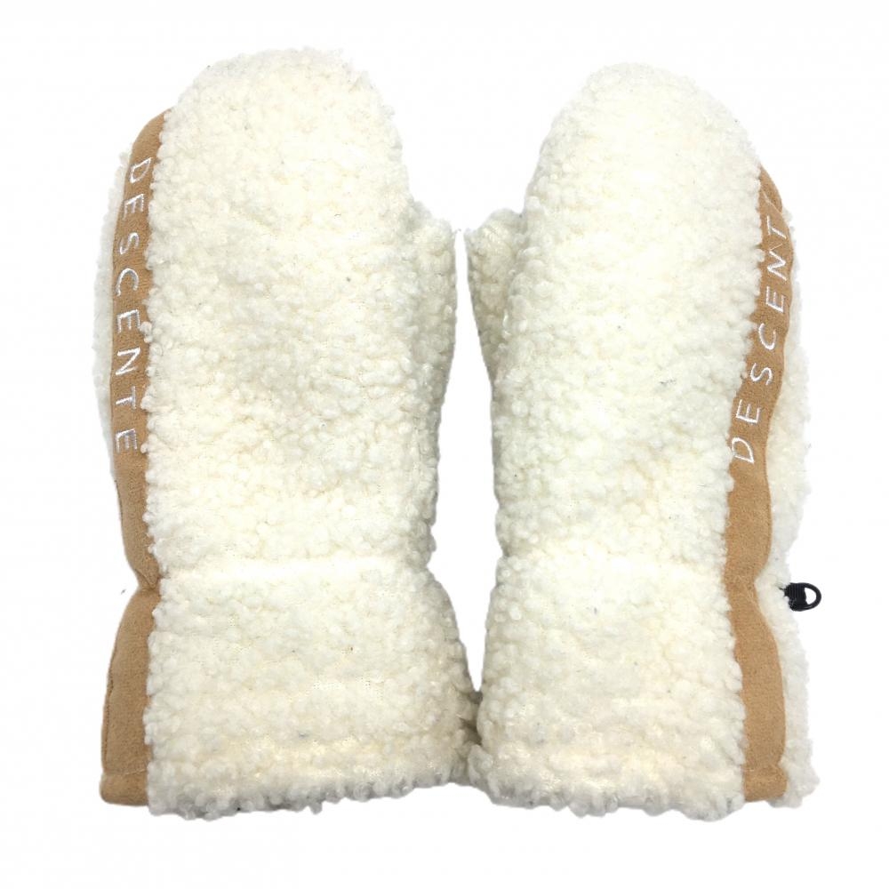 デサント 手袋 白 ボア ミトン手袋 毛羽立ち レディース  ゴルフウェア DESCENTE