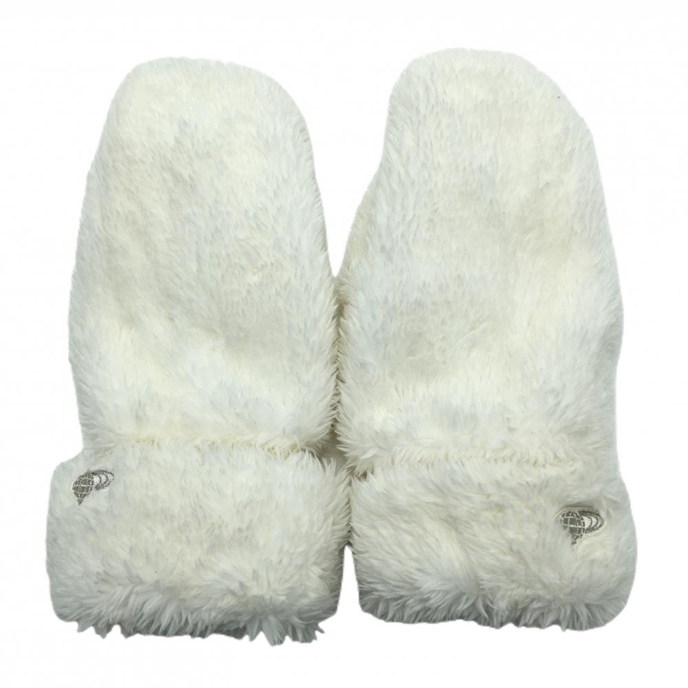 【美品】ビームスゴルフ ファー手袋 白 ミトングローブ 裏フリース レディース  ゴルフウェア BEAMS GOLF