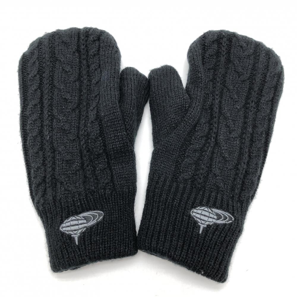 【美品】ビームスゴルフ ニット手袋 黒 ロゴ刺しゅう 裏フリース レディース  ゴルフウェア BEAMS GOLF