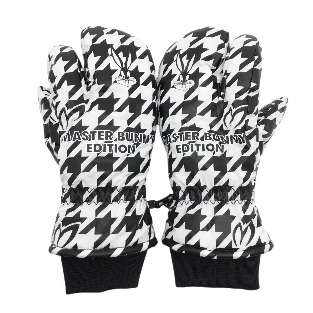 【超美品】マスターバニー×LOONEY TUNES ミトングローブ 白×黒 千鳥格子 手袋 レディース  ゴルフウェア MASTER BUNNY EDITION