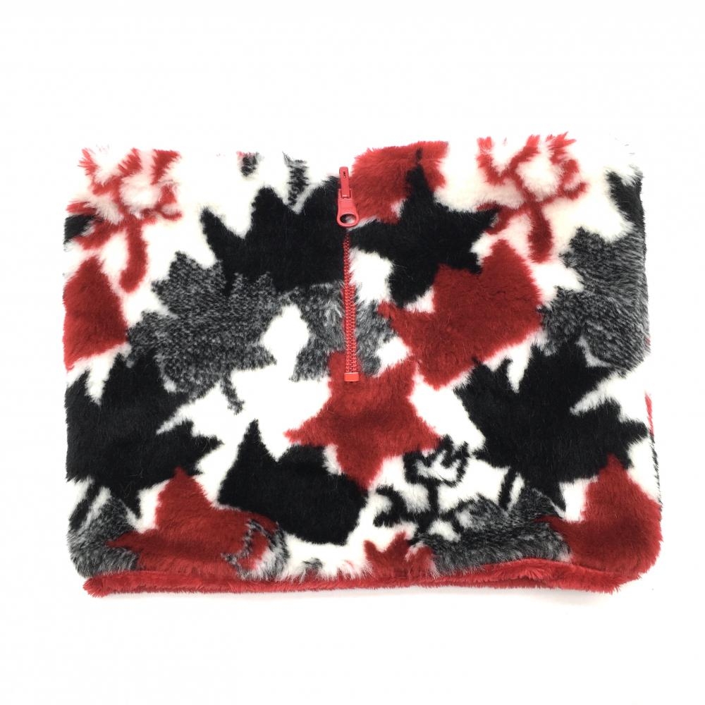 【超美品】カステルバジャック リバーシブルネックウォーマー レッド×黒 総柄 起毛 裏無地  ゴルフウェア CASTELBAJAC