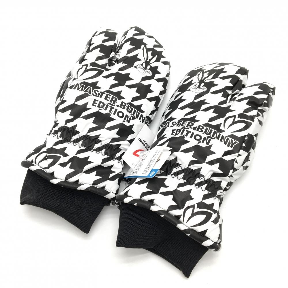 【新品】マスターバニー×LOONEYTUNES 手袋 白×黒 千鳥格子 裏起毛 ミトングローブ FRゴルフ MASTER BUNNY EDITION